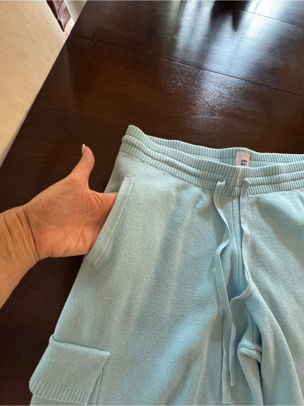 JoyLab Light Blue Wide-Leg Drawstring sweater Track Pants - Picture 9 of 10